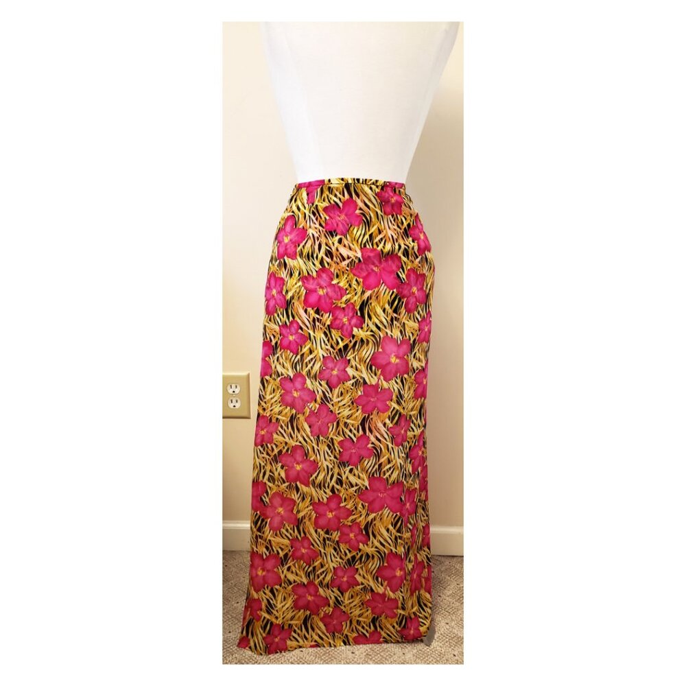ESCADA Germany 100% Silk A-line Long Skirt Size- 40 Multicolor Floral